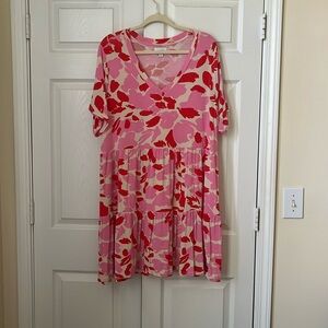 MudPie Tammy Tiered pink ruffle dress